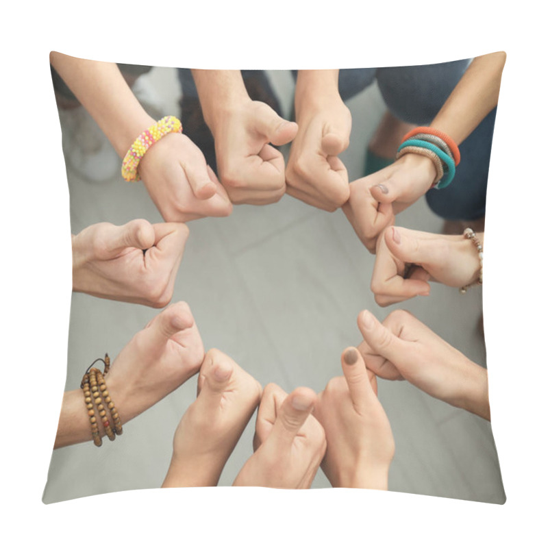 Personality  People Putting Hands Together As Symbol Of Unity Pillow Covers