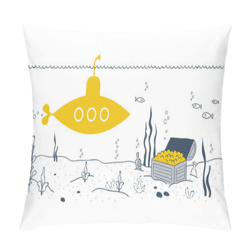 Personality  Submarine Underwater And A Treasure Chest Pillow Covers