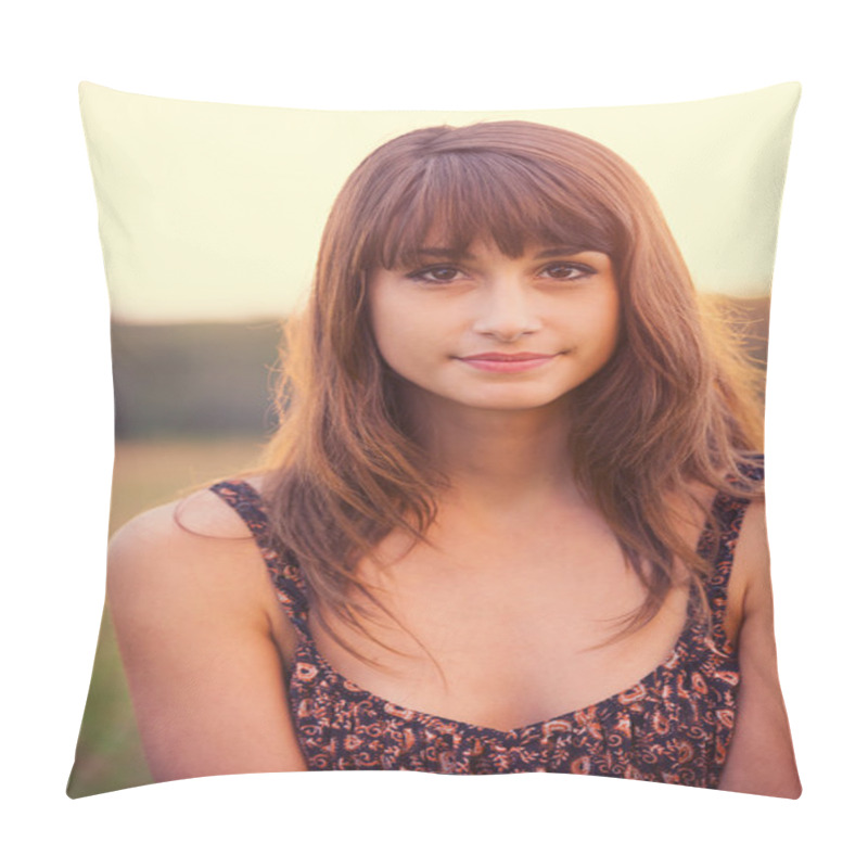 Personality  Happy Woman In Field Pillow Covers