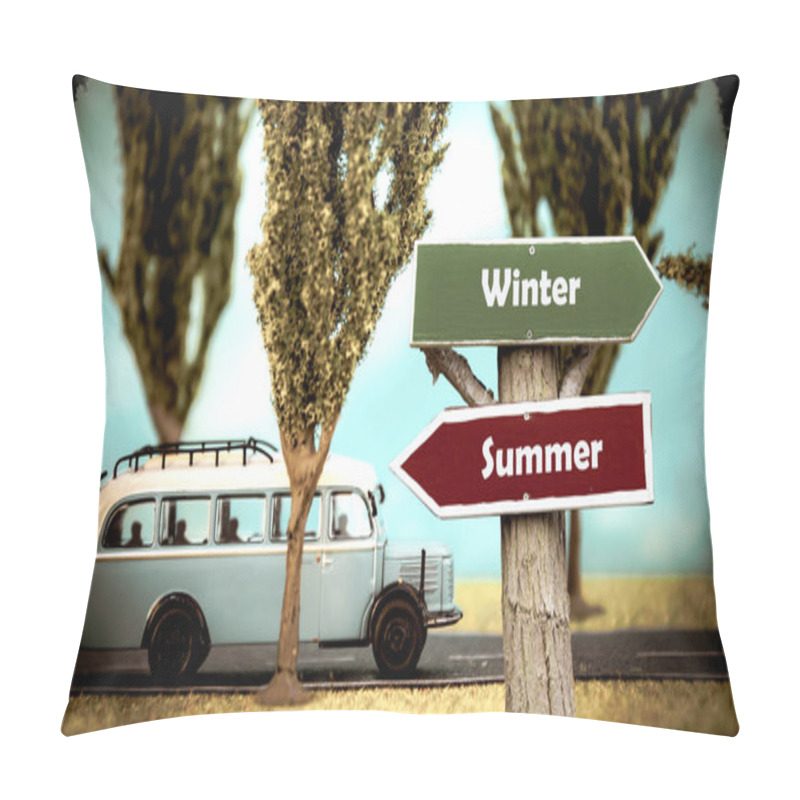 Personality  Street Sign To Winter Versus Summer Pillow Covers