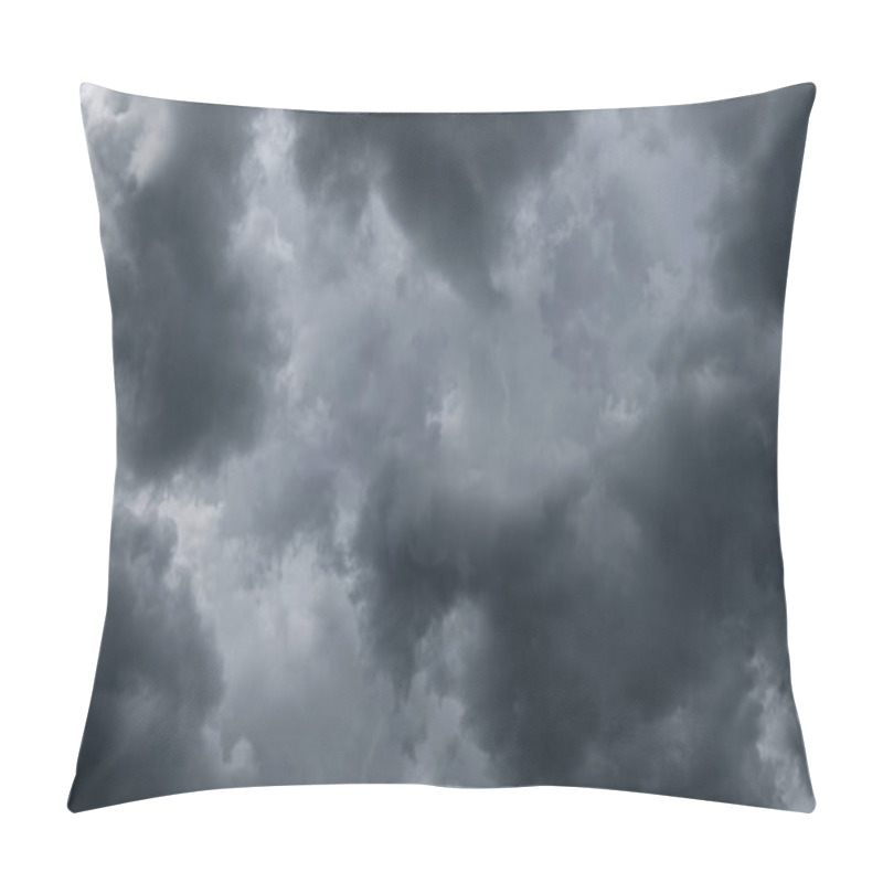 Personality  Dark Storm Clouds Before Rain Used For Climate Background. Clouds Become Dark Gray Before Raining. Abstract Dramatic Background. Pillow Covers