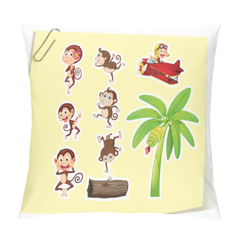 Personality  Monkeys And Banana Tree Pillow Covers