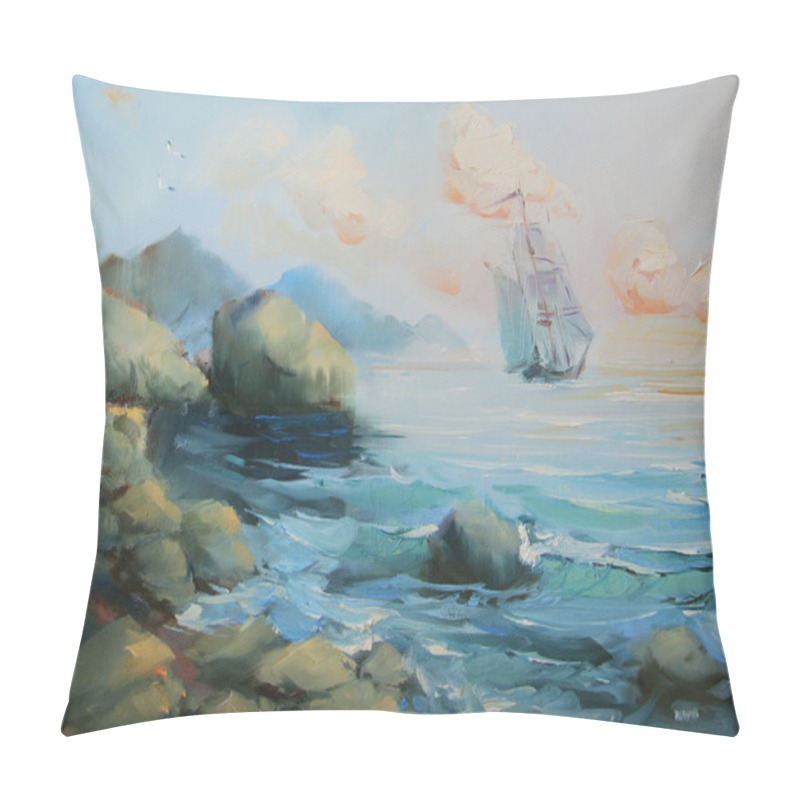 Personality  Italy Coast. Sea Painting. Pillow Covers