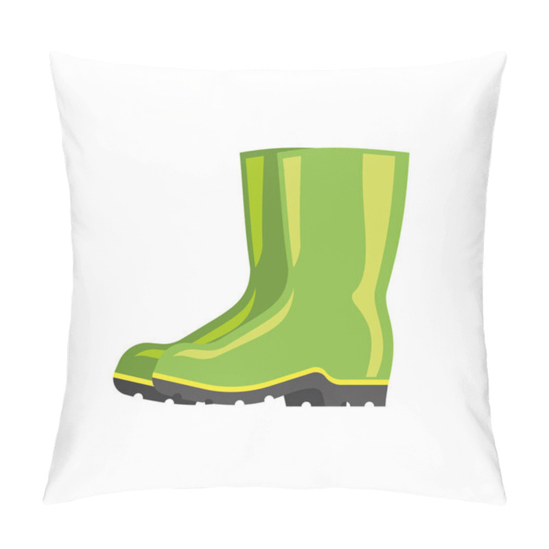 Personality  Green Rubber Boots Vector Isolated On White Background. Pillow Covers