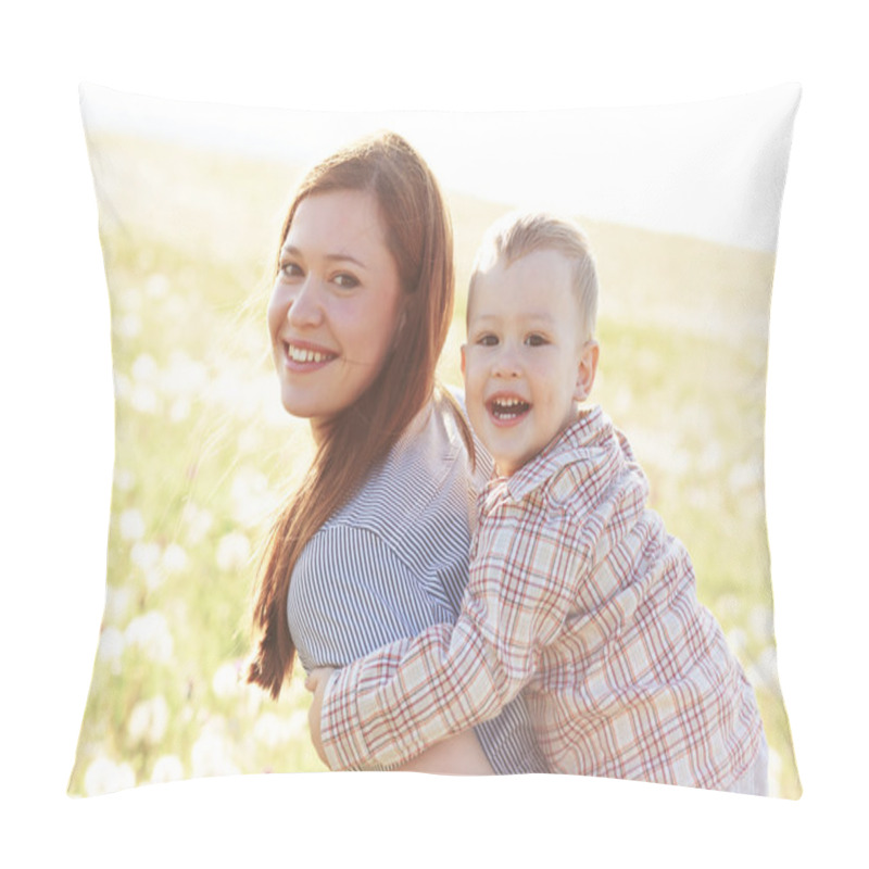 Personality  Mother With Her Child In Sunlight Pillow Covers