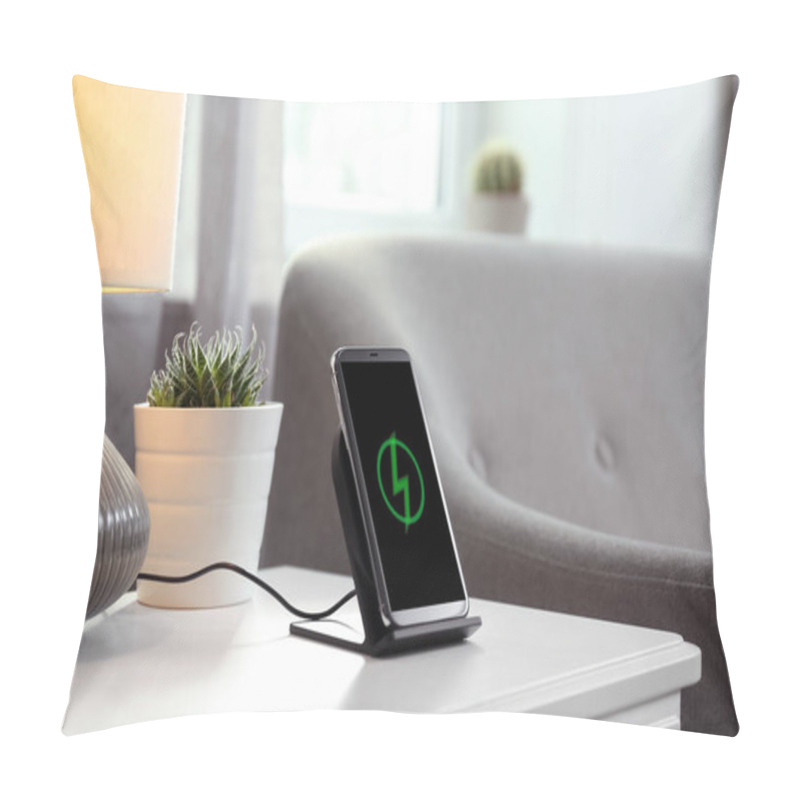 Personality  Smartphone Charging On Wireless Pad In Room Pillow Covers