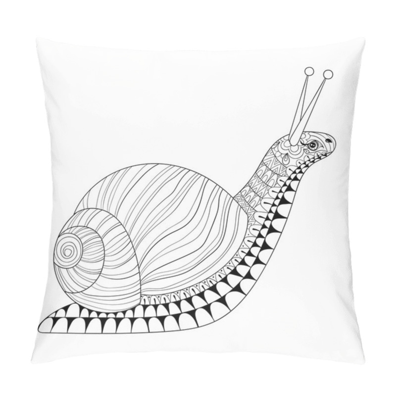 Personality  Hand Drawn Zentangle Snail For Adult Anti Stress Colouring Pages Pillow Covers