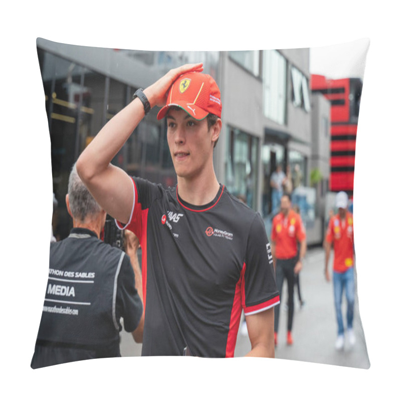 Personality  Spanish GP F1 2024 On June 19-23, 2024 At Montmel, Barcelona Spain - Oliver Bearman Pilota Ferrari Driver Academy E Terzo Pilota Haas F1 Team Pillow Covers