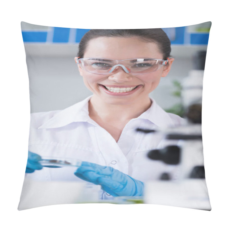 Personality  Female Scientist At Laboratory Pillow Covers