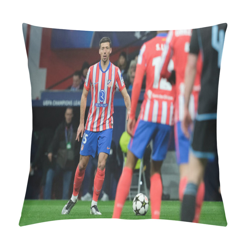 Personality  Clement Lenglet  Of Atletico De Madrid  During The UEFA Champions League Match Between Atletico De Madrid And Slovan Bratislava At Metropolitano Stadium In Madrid 11 Of December  Spain Pillow Covers