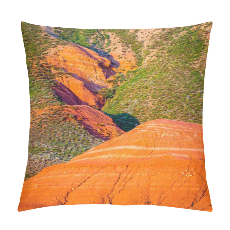 Personality  Big Bogdo Mountain. Red Sandstone Outcrops On The Slopes Sacred Mountain In Caspian Steppe Bogdo - Baskunchak Nature Reserve, Astrakhan Region, Russia Pillow Covers