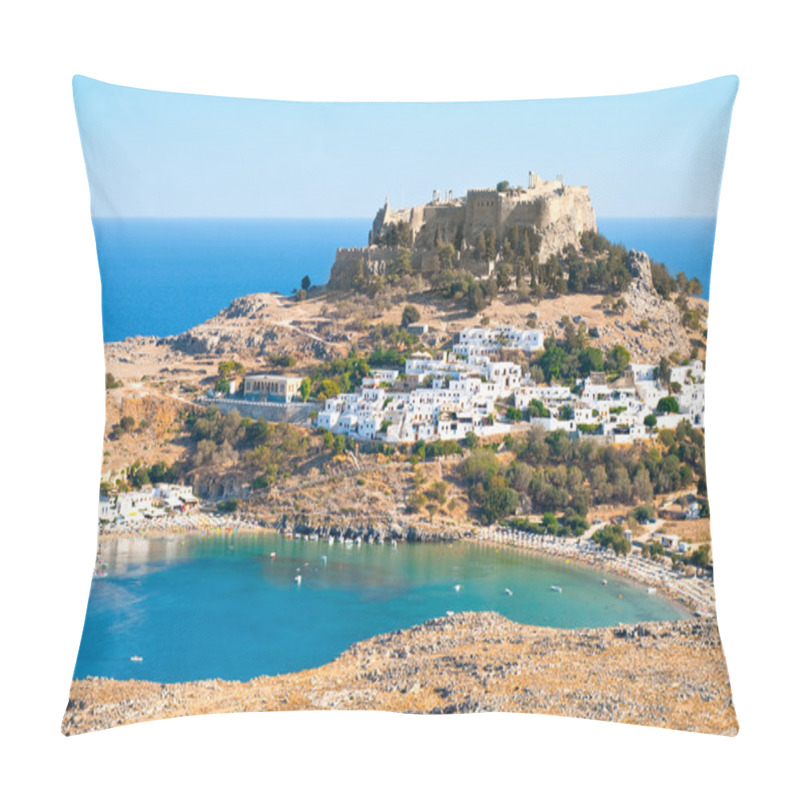 Personality  Acropolis In The Ancient Greek Town Lindos Pillow Covers