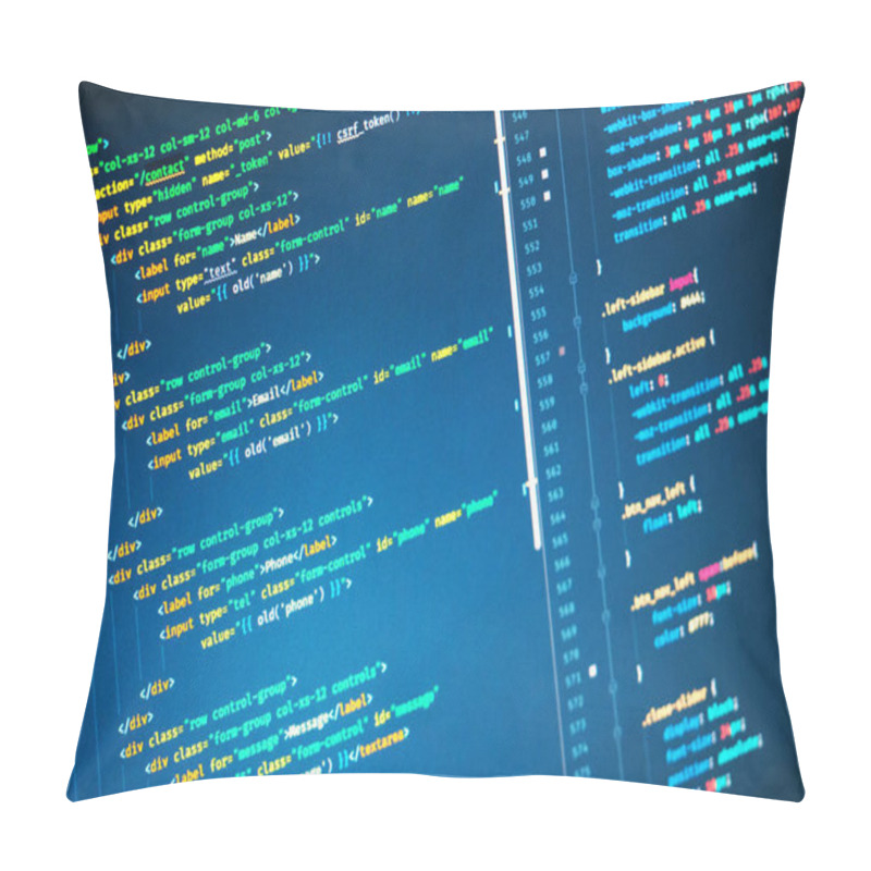 Personality  Css3 In Code Editor. Web Developing On The Php Language Pillow Covers