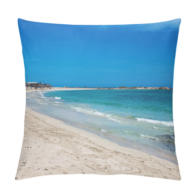 Personality  Seascape. Wonderful View Of The Lagoon, Seashore, White Sand Beach And Blue Sea. Djerba Island, Tunisia Pillow Covers