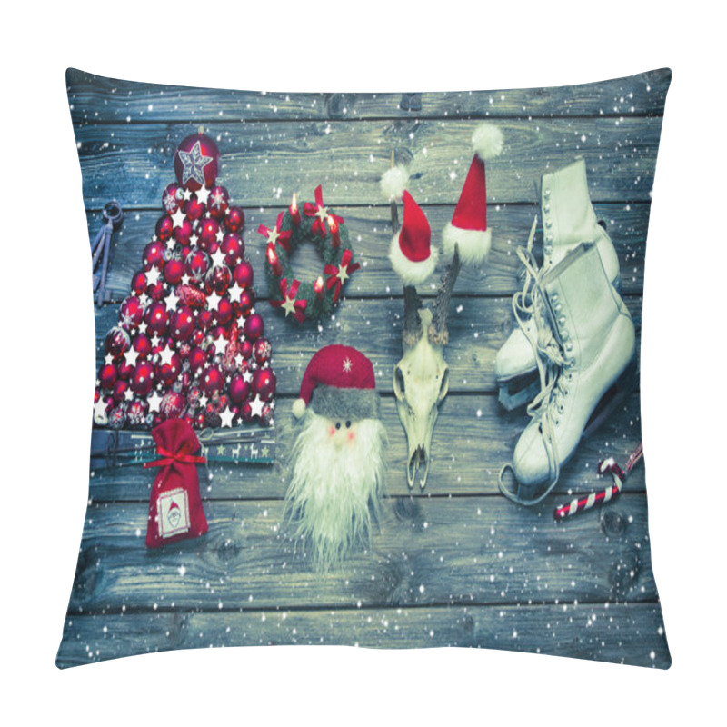 Personality  Christmas country style decoration of wood in white and red colo pillow covers