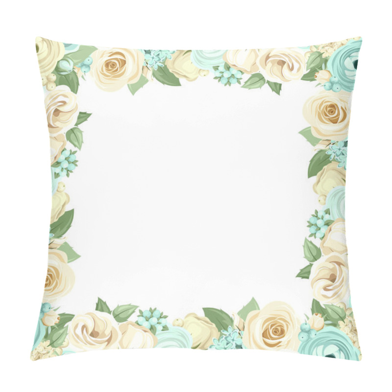 Personality  Frame With Blue And White Flowers. Vector Illustration. Pillow Covers