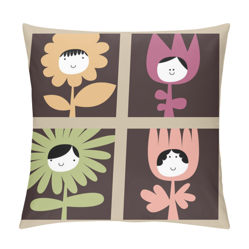 Personality  Flowers With Funny Faces Pillow Covers