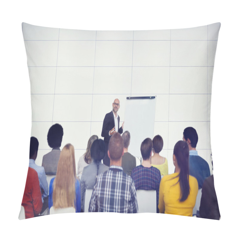 Personality  Businessman Presenting In Front Of Audience Pillow Covers