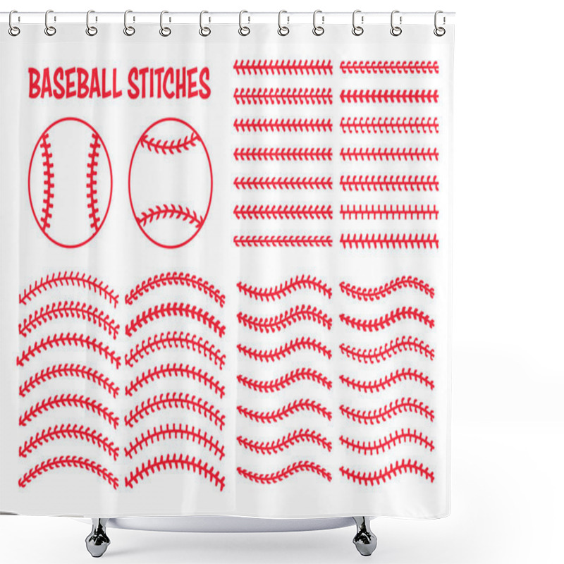 Personality  Red Baseball Stitch Popular Outdoor Sporting Events Shower Curtains