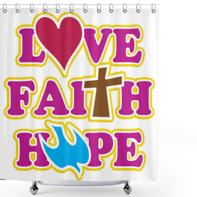 Personality  Hand Drawn Faith Hope Peace Love. Shower Curtains