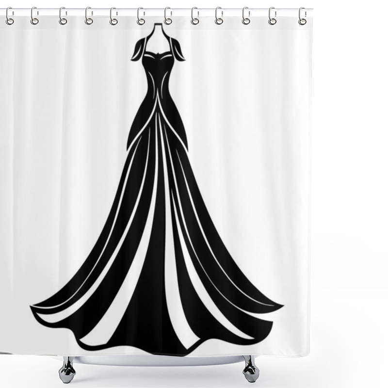 Personality  Regal Flowing Gown Dress For Girls Modern Fashion Vector Art Design Shower Curtains