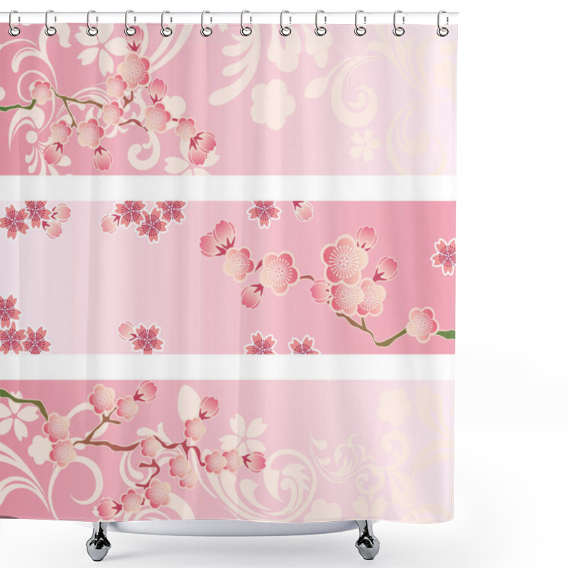 Personality  Cherry Blossom Banner Set Shower Curtains