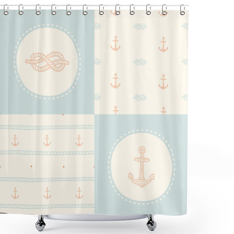 Personality  Retro Anchor Pattern Set. Shower Curtains