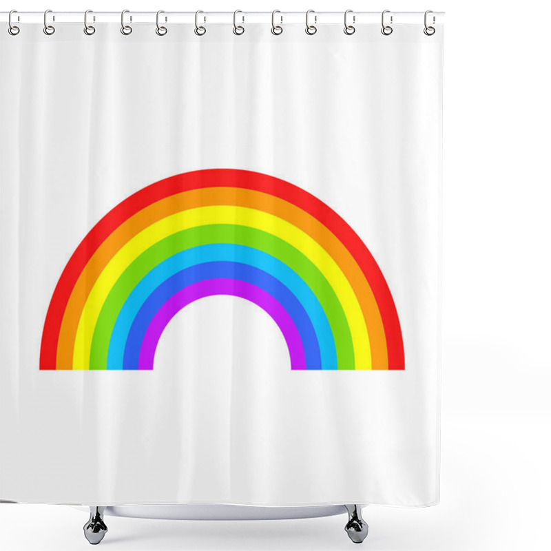 Personality  Colorful Rainbow. Summertime Weather Symbol. Vector Illustration Isolated On Blue Background. Shower Curtains