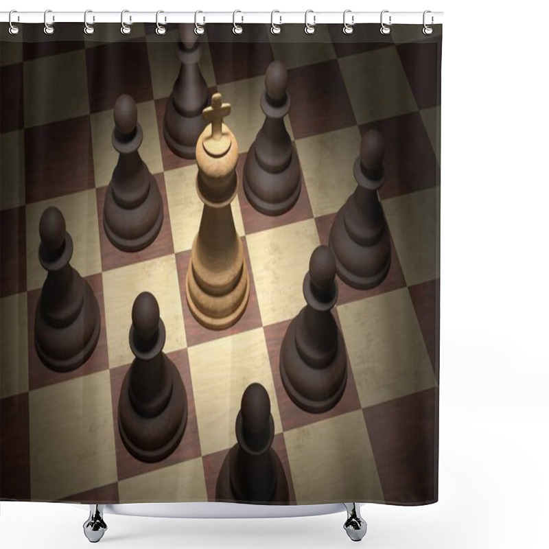 Personality  Checkmate In Chess. White King Is Surrounded By Black Pawns. 3D  Shower Curtains