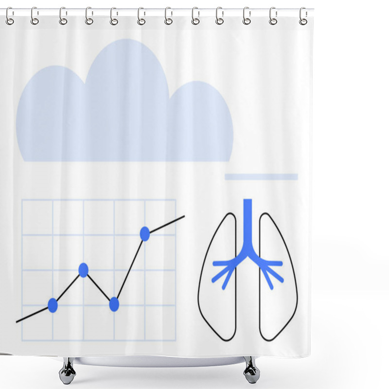 Personality  Rising Data Graph, Lungs Diagram, And Cloud Visualizing Health Monitoring, Air Quality Analytics, Digital Trends. Ideal For Medical Research, Environment, Technology, Health Apps Innovation Shower Curtains