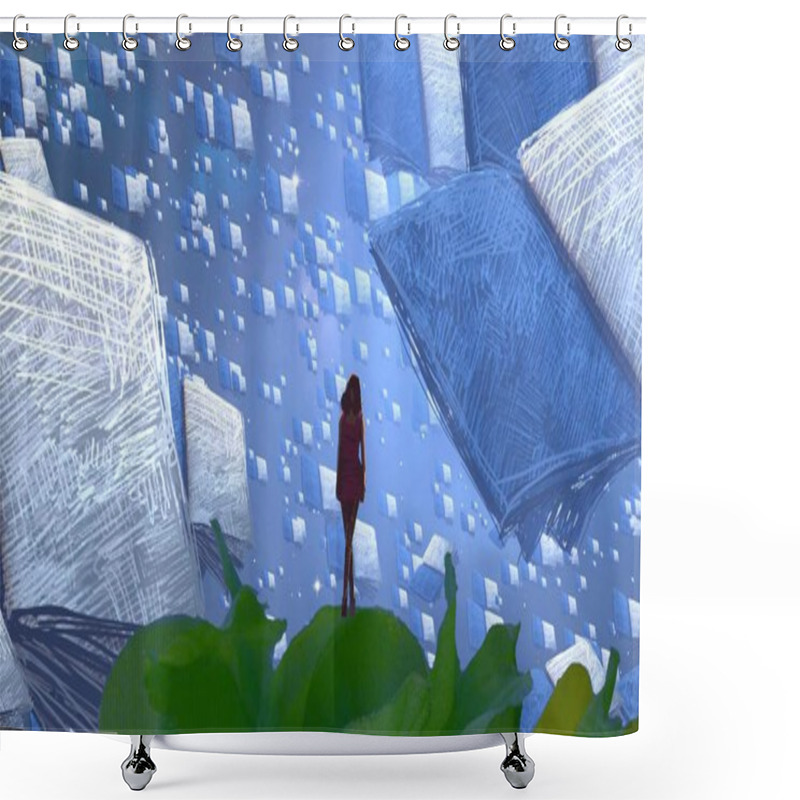 Personality  Beautiful Blue And White Shower Curtains