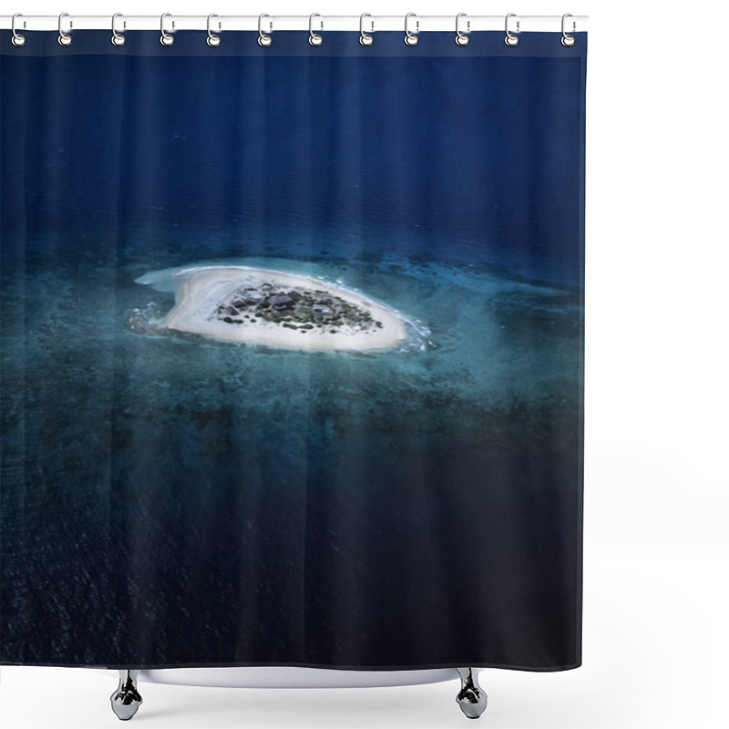 Personality  Pacific Ocean, Fiji Islands, Aerial View Of A Small Tropical Reef Island - FILM SCAN Shower Curtains