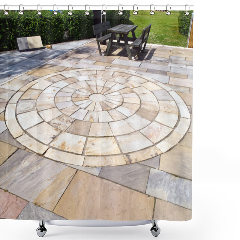 Personality  Display Of Stone Floor Tiles Circle Shower Curtains