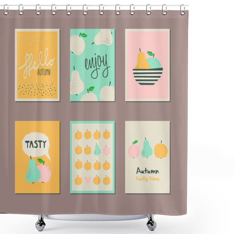 Personality  Set Of Decorative Autumn Cards Shower Curtains