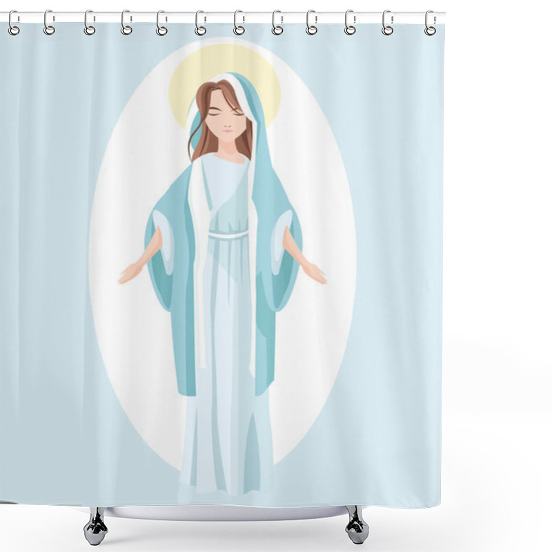 Personality  Holy Mary Religion Icon. Vector Graphic Shower Curtains