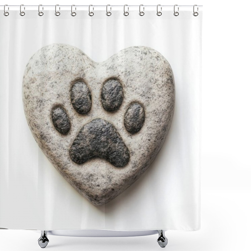 Personality  A Heart-shaped Stone With A Paw Print, Symbolizing Love For Pets. Shower Curtains