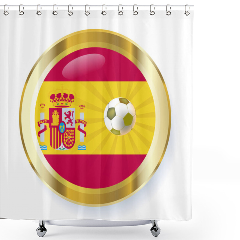 Personality  National Flag Of Spain In Circular Shape With Additional Details Shower Curtains