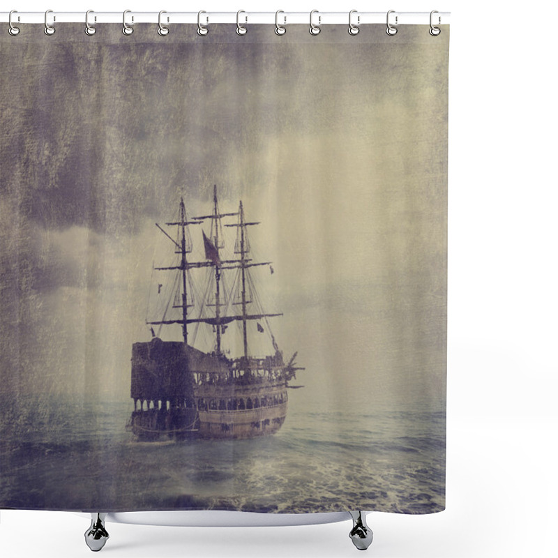 Personality  Old Pirate Ship Shower Curtains