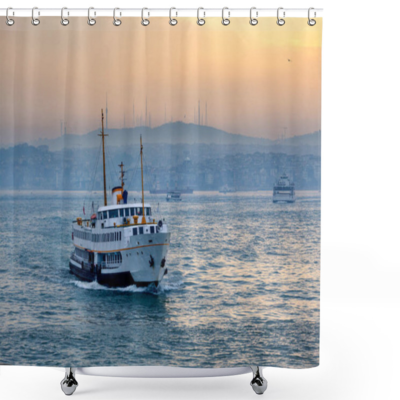 Personality  Passenger Ferry In The Bosphorus At Dawn Shower Curtains