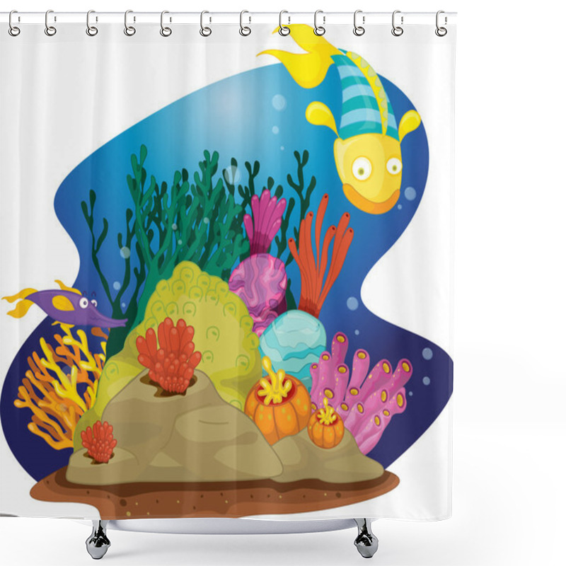 Personality  Fish And Weed Shower Curtains