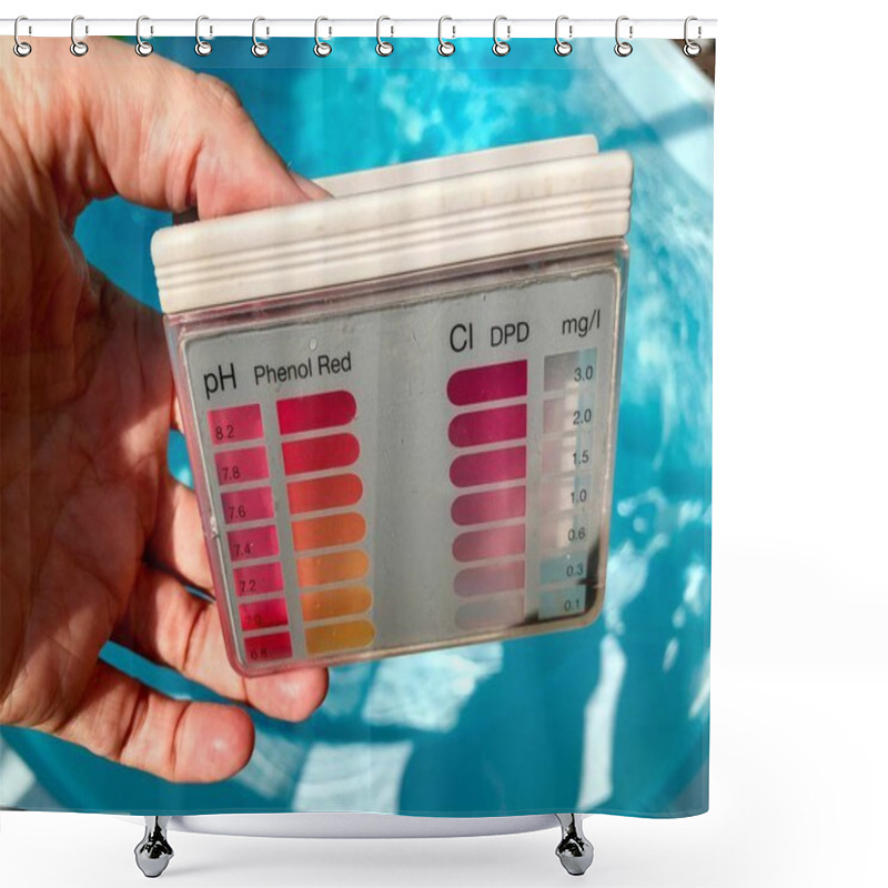 Personality  Checking PH Level In Blue Outdoor Pool Shower Curtains