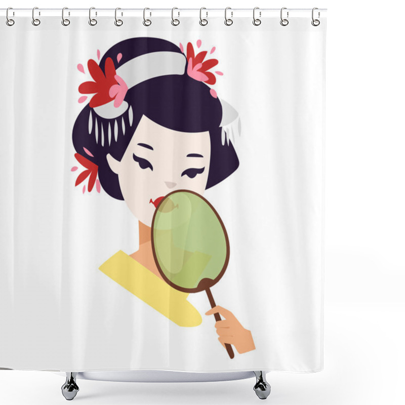 Personality  Vector Japanese Geisha Girl Shower Curtains