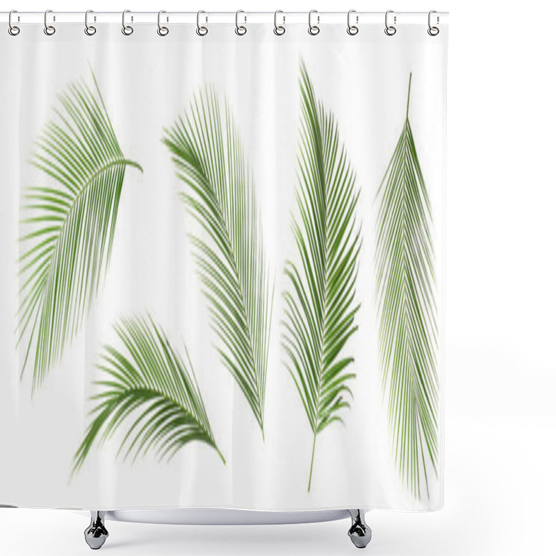 Personality  Set Of Tropical Leaves On White Background Shower Curtains