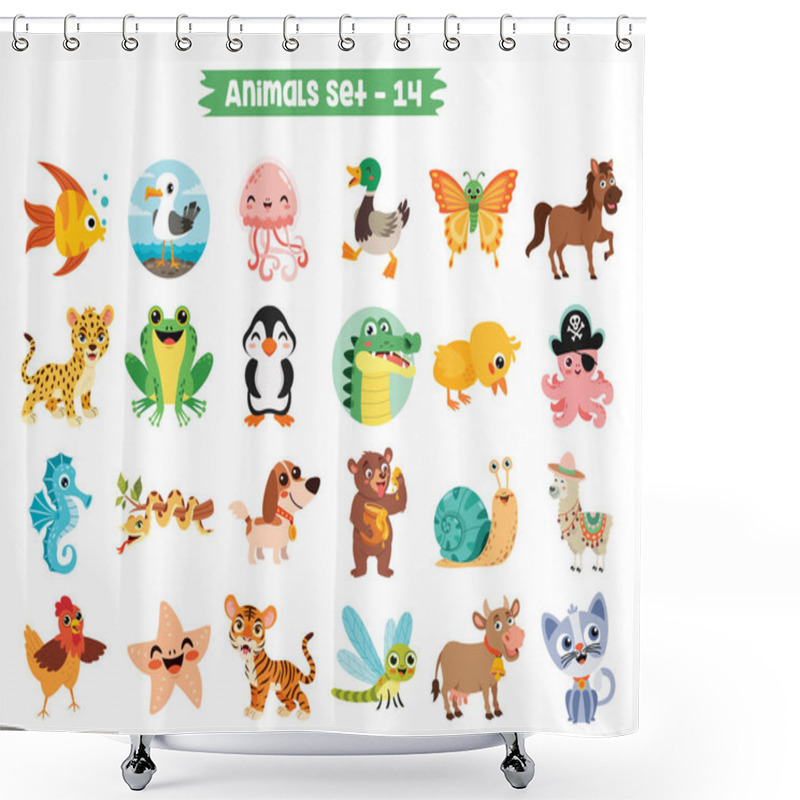 Personality  Set Of Cute Cartoon Animals Shower Curtains