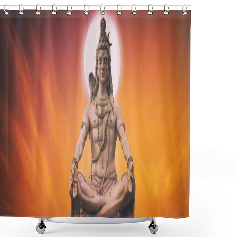 Personality  God Shiva Statue Beautiful Poster Of Mahadev Shiva Shower Curtains