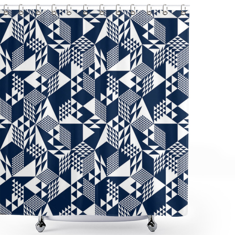 Personality  3D Cubes Seamless Pattern Vector Background, Rhombus And Triangles Dimensional Blocks, Architecture And Construction, Geometric Design. Shower Curtains