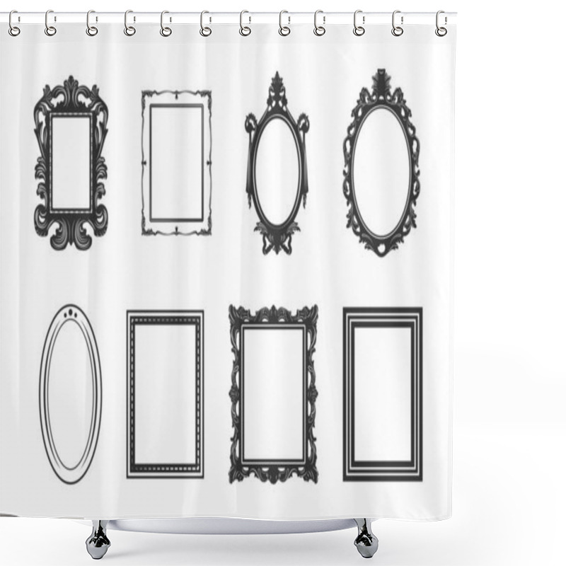 Personality  Picture Frames Silhouette, Baroque Frame Silhouettes, Decorative Ornamental Frame Silhouettes, Picture Frames Svg, Baroque Frame Svg, Decorative Ornamental Frame Svg, Vintage Picture Frame Svg.  Shower Curtains