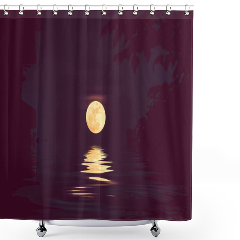 Personality  Abstract Moon Over Water Background Shower Curtains