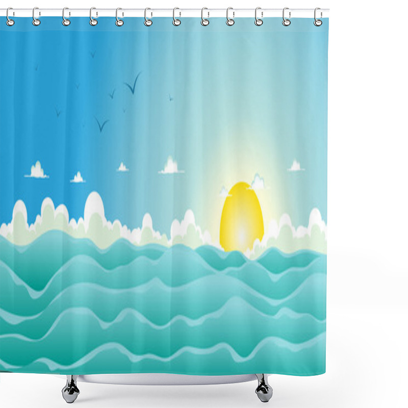 Personality  Summer Ocean Background Shower Curtains