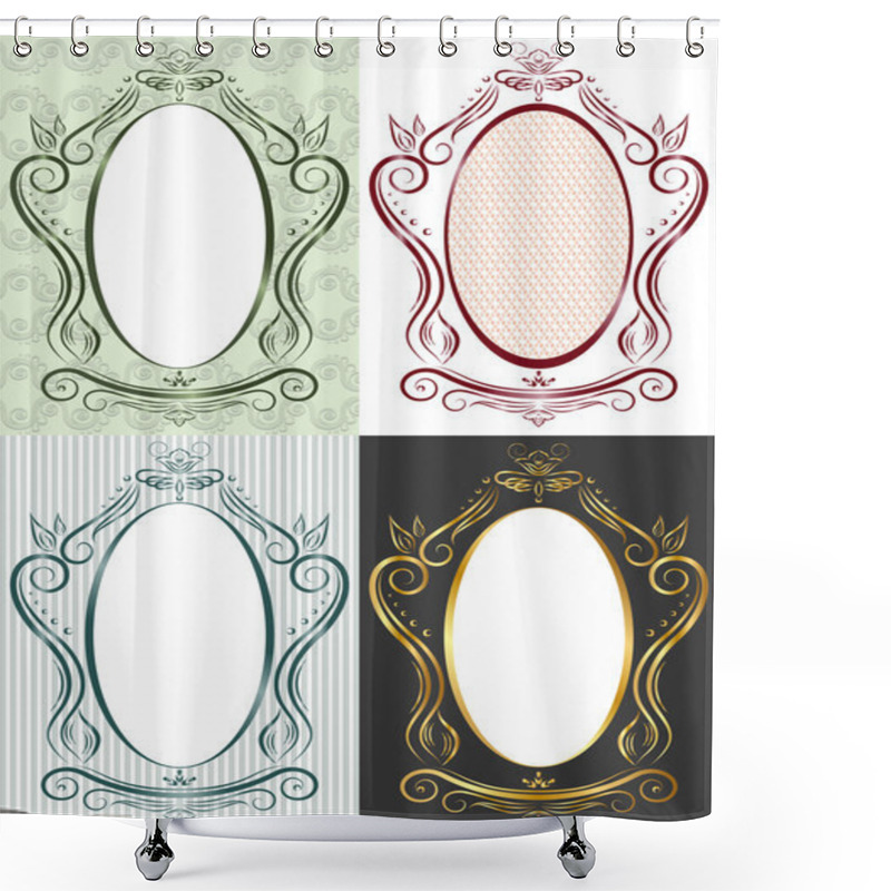 Personality  The Vertical Frame In Antique Style. Trapezoid Shower Curtains